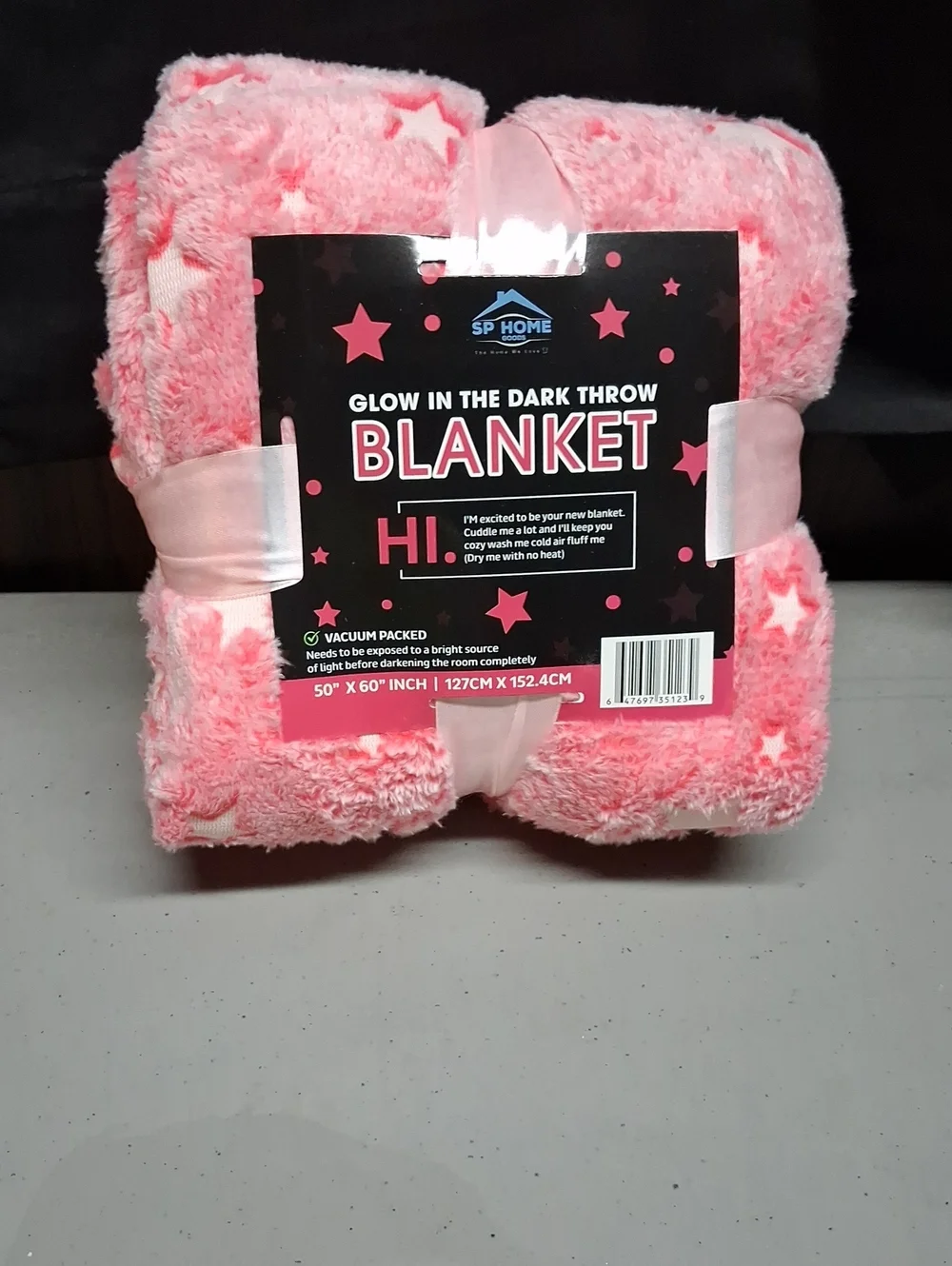Glow-in-the-Dark Pink Star Throw Blanket